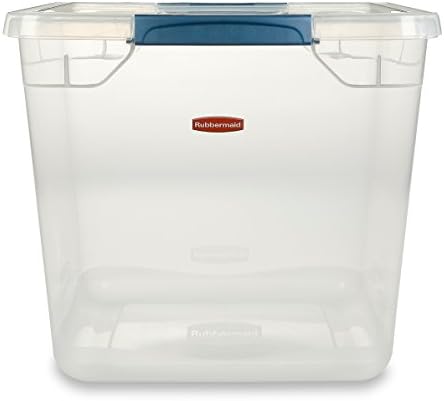 Rubbermaid Clever Store Latching Storage Tote Container, Clear, 30-Qt (FG3Q2500CLMCB)