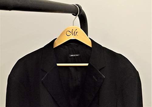 NAHANCO MRMR20017WB Same Sex, Gay Pride Hanger Set, Natural Wood Hangers with Black Imprint (Mr. and Mr.), 17” (2-Piece 