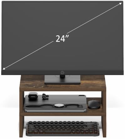 Furinno Classic Monitor Stand Riser Set of 2, Dual Monitor Riser, Amber Oak