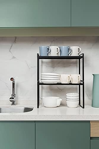 Shantton Cabinet Shelf Organizer, Pantry Shelf Rack, Black 16x8.3x9.5
