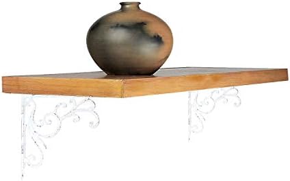 A29 Iron Wall Shelf Brackets, 9 x 10 in, Distressed White, Set of 2