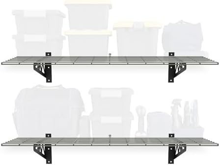 MonsterRax 18x48 White Garage Wall Shelf 2-Pack, 500lb, White