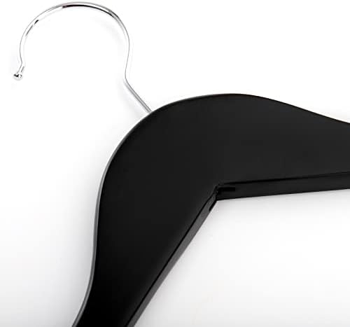 Tosnail 12-Pack Wooden Pants Clothes Hangers, Wooden Suit Hangers with Steel Clips and Hooks, Natural Solid Wood Collection Skirt Hangers, Standard Clothes Hangers - Black