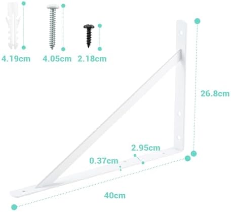HOME MASTER HARDWARE 16x10 Inch Heavy Duty Shelf Brackets, White 6 Pack