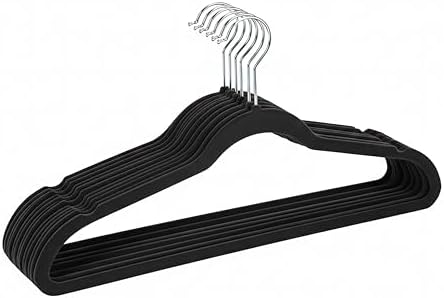 Simplify 10 Super Slim Velvet Huggable Hangers in Black