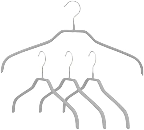 Narrow Petite Clothing Hangers by MAWA, Steel Hanger with Non-Slip Coating, for Shirts, Dresses, Suits, Camisoles, Jackets, 360-degree Rotatable Hook, Set of 4, Silver