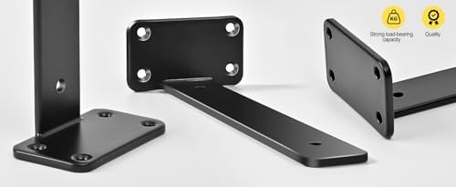 4 Pack - 4 inch Black Hidden L Shelf Bracket (1/5 Inch Thicked) Iron Floating Shelf Brackets Rustic Industrial Metal Bra