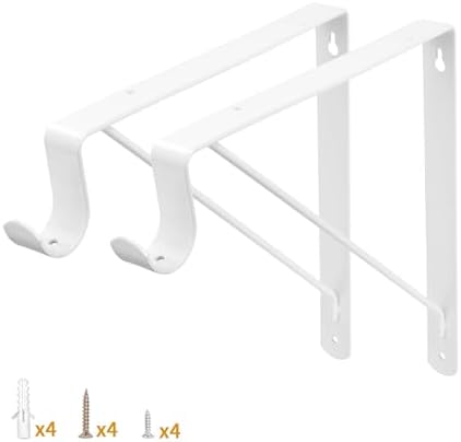 Yarssihha 2 Pack Closet Rod Bracket, 12 x 10.4 Inch Wall Mounted Closet Shelf Bracket, White Closet Rod Support Bracket 