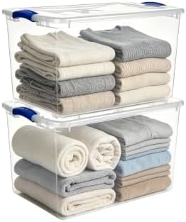Clear Storage Bins with Lids, 66 Quart Plastic Containers