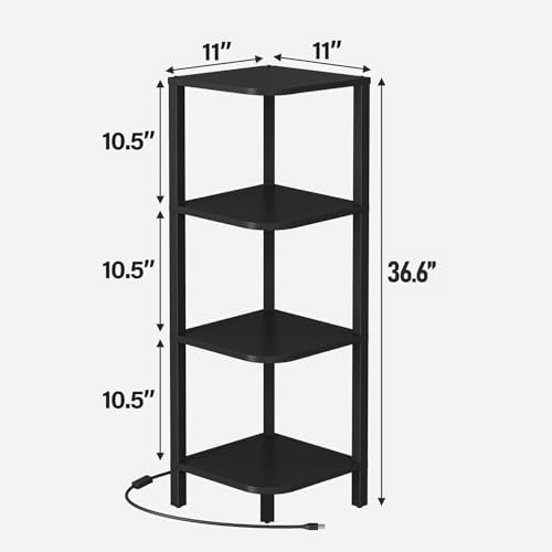 TUTOTAK Corner Shelf, 4-Tier Corner Bookshelf for Small Space