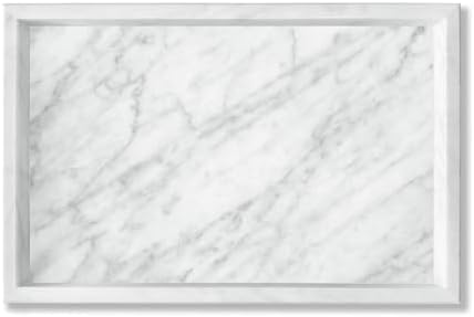 Yew & Tulip Natural Carrara White Marble Vanity Tray, Natural White Marble Serving Tray for Bathroom, Kitchen, Vanity, H