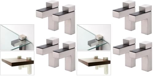 AWEN 4pcs Solid Metal Adjustable Wood/Glass Shelf Bracket Wall Mount, Shelf Holders，3-28mm Thick Adjustable Shelf Bracke
