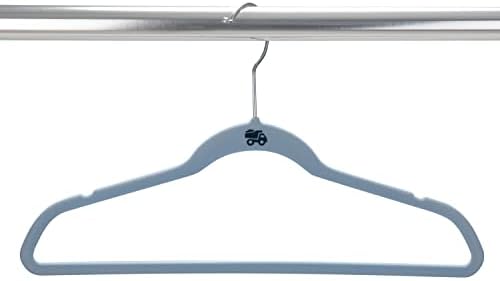 Simplify 50 Pack Kids Velvet Hangers | Slim | Non-Slip Design | Space Saving | Childrens Clothes | Shirts | Pants | Dresses | Baby Nursery | Closet Storage & Organization | Light Blue