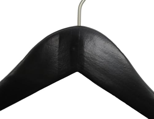 NAHANCO Wooden Shirt Hanger, 17" - Low Gloss Black with Chrome Hook (Pack of 100)