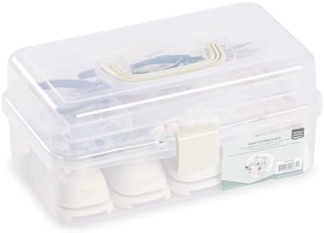 Vaessen Creative Storage Lid and Carry Handle, 3 Tiers, Sorting Box Tools, Crafts, Jewellery, Sewing Accessories or Othe