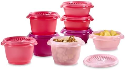 Tupperware Heritage Collection, New 16 Piece Food Storage Container Set in Vintage Pink, Dishwasher Safe and BPA Free (8 containers, 8 lids)