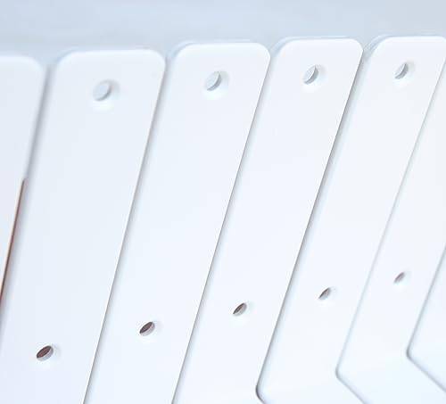 16 Pack - L 8" x H 6" x W1.5, 5mm Thick White L Shelf Bracket, Iron Shelf Brackets, Metal Shelf Brackets, Floating Shelf