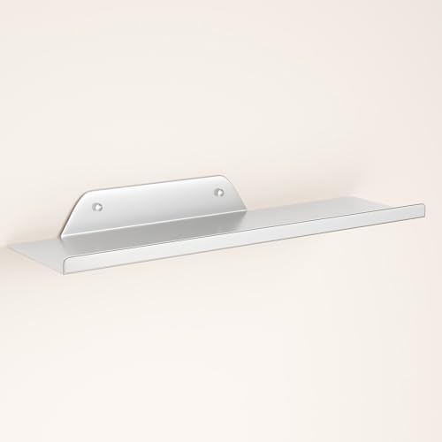Floating Shelf for Wall, Off Center Metal Shelf for Decor, Modern Wall Shelf for Storage with Lip, Hanging Shelf for Liv