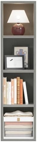 ALISENED 45.6" Tall Narrow Bookshelf,4 Shelf Wooden Corner Bookcase,Modern Skinny Cubes Storage Organizer Display Shelvi