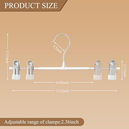 Pants Hangers with Clips Skirt Hangers 14 Inch 60 Pack, White