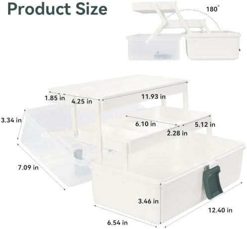 WEWLINE 13-Inch Art Box Organizer 3-Layer Craft Storage Organizer Sewing Kit Box with Handle Art Bin for Home,School,Off