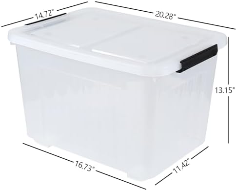 Wekioger 50 Quart Latching Box, 4 Packs Plastic Lidded Storage Bin