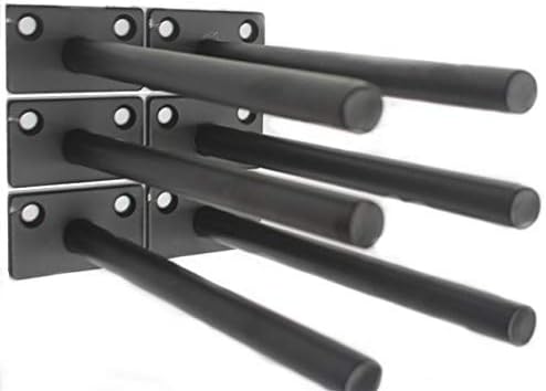 6 Pcs 4" Black Solid Steel Floating Shelf Bracket Blind Shelf Supports - Hidden Brackets for Floating Wood Shelves - Con