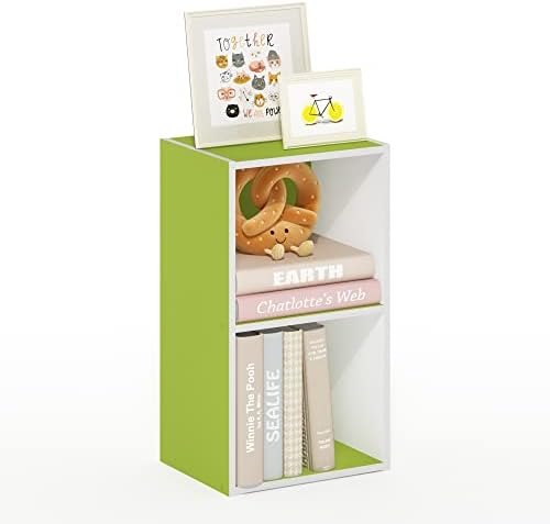 Furinno PASIR Book Shelf, 2-Tier Modern Bookshelf, Open Shelves Bookcase 9 x 12 x 21, Easy Assembly, for Living Room, Be
