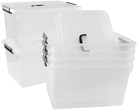 18 Liters Storage box with lid, Clear Plastic Storage Totes Set of 6