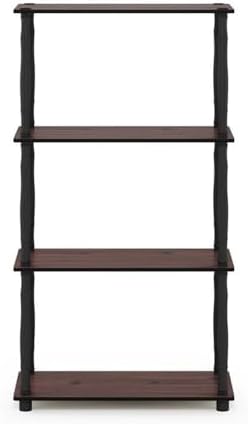 Furinno Turn-N-Tube 4-Tier Multipurpose Shelf Display Rack, Classic Tubes, Dark Cherry/Black