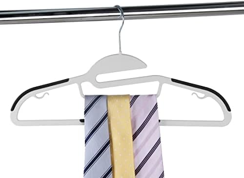 Finnhomy 50 Pack Plastic Hangers, Heavy Duty Clothes Hangers with Non-Slip Pads, Space Saving Easy Slide Organizer for Bedroom Closet, Great for Shirts, Pants, White
