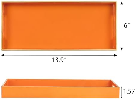 MAONAME Orange Bathroom Tray, Rectangular Toilet Tank Trays with Handles