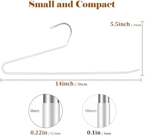 Pants Hangers,50-Pack Clothes Hangers, Non-Slip Open-Ended Pant Hanger,White Metal Hangers Design for Jeans,Slacks,Scarf (White)