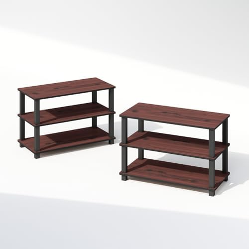 Furinno Turn-S-Tube Storage Shelves Set of 2, 3-Tier Stackable Standing Shelf, Open Corner Shelf, for Organization and S