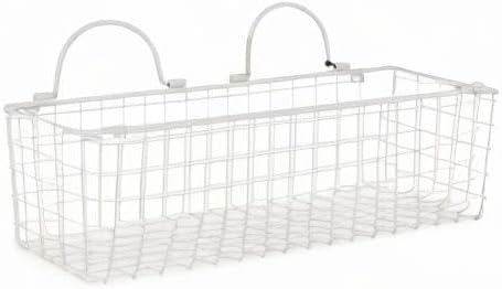 DII Farmhouse Vintage Decor, Wire Wall Basket, Assorted, Antique White, 2 Piece