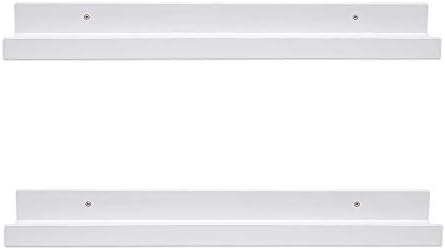 AZSKY 24 Inch Picture Ledge Shelf Floating Shelves Wall Mounted Set of 2 White