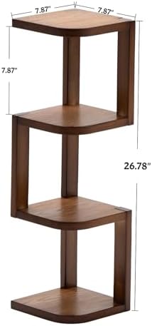 Corner Shelf Stand Desk Organizer,26.8" H Rubberwood Brown Rack for Small Spaces, Bedroom,Home Office,Kitchen,Bathroom (
