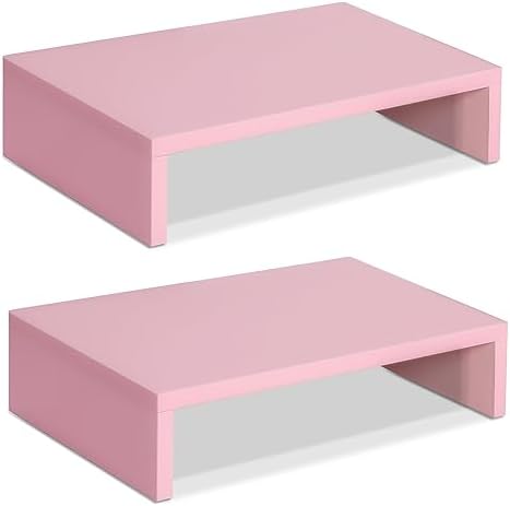 TEAMIX Pink Monitor Stand Riser - 2 PackS, Wood