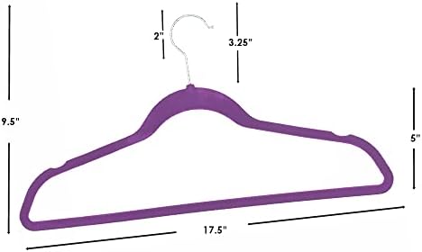 Sunbeam Slip-Proof Snag-Free Ultra Slim Velvet Hanger with Rotating Steel Hook (Pack of 10) (PURPLE)