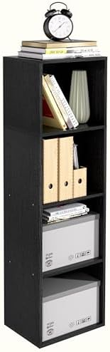 Wooden 4 Cube Storage Organizer, 4 Tier Storage Cubes Storage Display Cubby,Freestanding DIY Closet Shelving Unit for Li