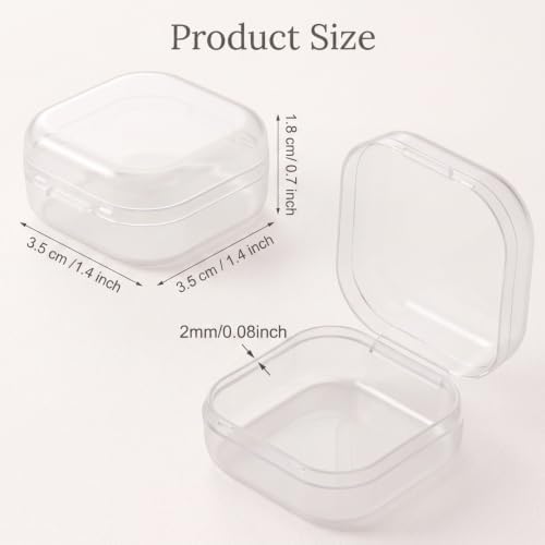 Jetec 18 Pieces Small Clear Plastic Storage Box, 1.4 x 1.4 x 0.7 Inch
