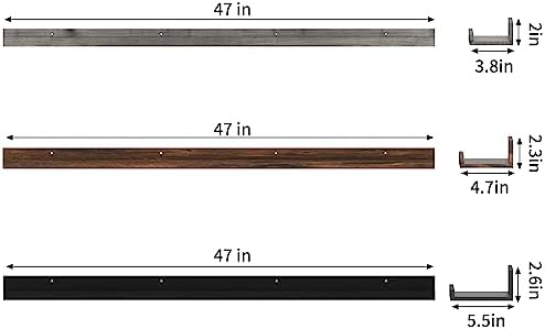 Giftgarden 47 Inch Multi Colors Floating Shelves for Wall Mount, Assorted Colors Wood Wall Shelf Ledge for Bathroom Bedr