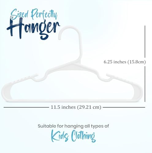 Utopia Home Kids Hangers 100 Pack – 11.5 Inch Baby Closet Hangers White