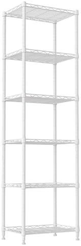 REGILLER 6 Wire Shelving Steel Storage Rack Adjustable Unit Shelves for Laundry Bathroom Kitchen Pantry Closet(White,11.