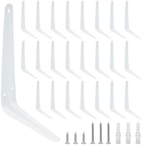 24Pcs 8 x 6 Inch White Shelf Brackets, L Brackets