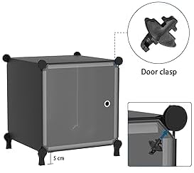 6Cube Storage Organizer Modular Stackable with Doors Black