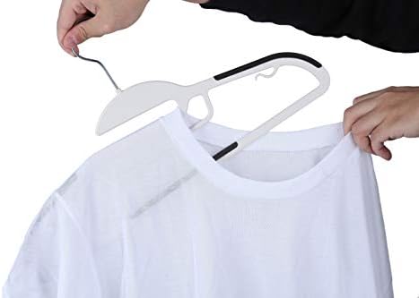 Finnhomy 50 Pack Plastic Hangers, Heavy Duty Clothes Hangers with Non-Slip Pads, Space Saving Easy Slide Organizer for Bedroom Closet, Great for Shirts, Pants, White
