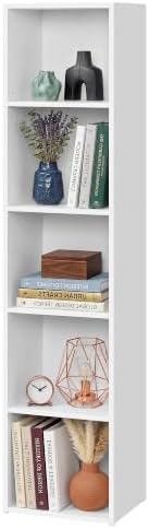 SONGMICS HOME Tall Narrow Bookshelf, 5-Tier Bookcase, Adjustable Shelves