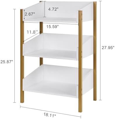 VECELO Bookshelf,Small Bookcase,3-Tier Storage Organizer,Industrial Shelving Unit for Living Room,Classroom,Office,Dormi
