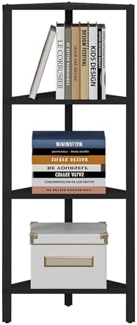 TUTOTAK Corner Shelf, 4-Tier Corner Bookshelf for Small Space